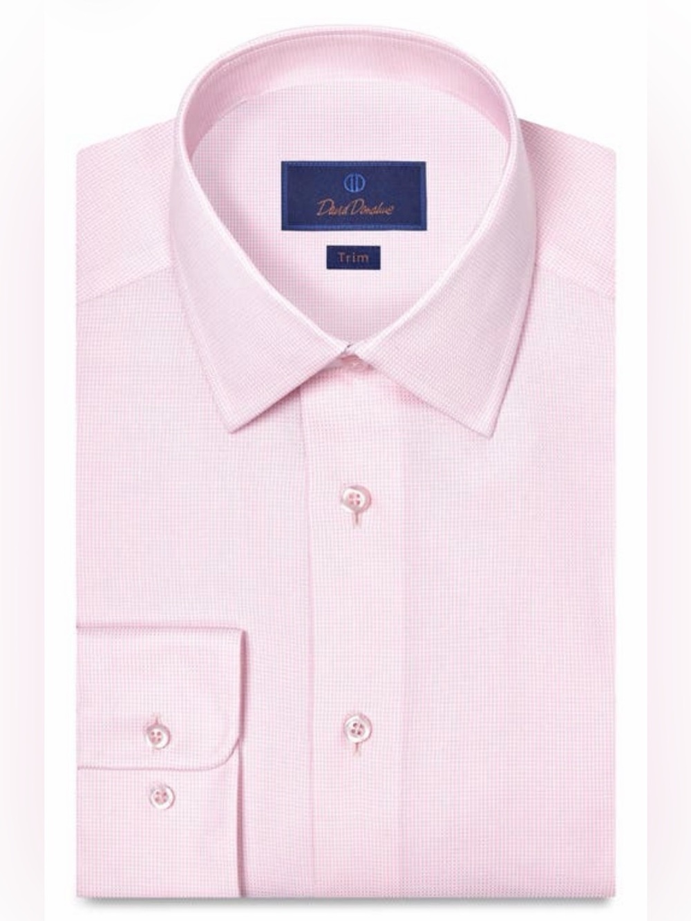 David Donahue Trim Fit Light Pink Dress Shirt